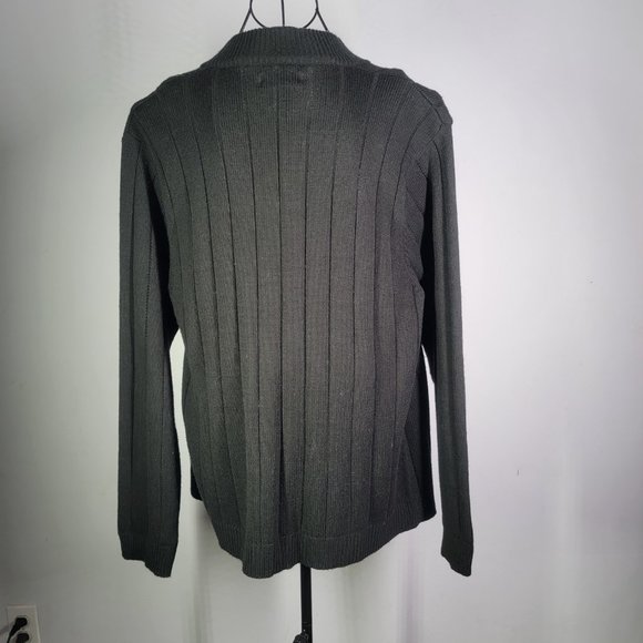 Men's Black Sweater Cardigan with Zipper - Picture 3 of 7